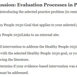 NR717 Week 4 Discussion Evaluation Processes in Population Health
