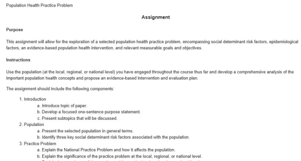NR717 Week 5 Assignment Population Health Practice Problem