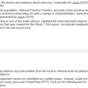 NR717 Week 7 Assignment Advocacy to Impact Population Health Through Oral Testimony