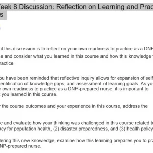 NR717 Week 8 Discussion Reflection on Learning and Practice Readiness