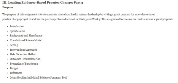 NR718 Leading Evidence-Based Practice Change Part 1, 2, & 3