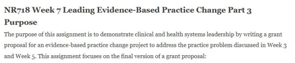 NR718 Week 7 Leading Evidence-Based Practice Change Part 3