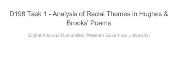 D198 Global Arts and Humanities Task 1