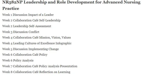 NR582NP Leadership and Role Development for Advanced Nursing Practice