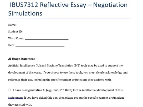 IBUS7312 Reflective Essay – Negotiation Simulations