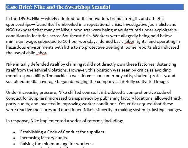 Nike and the Sweatshop Scandal