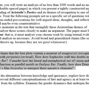 Aristotle claims that the best plots contain a moment of anagnorisis (recognition) that coincides with peripeteia (reversal)