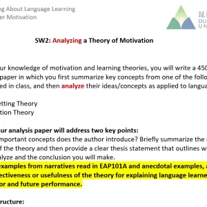 EAP 101B SW2 Analyzing a Theory of Motivation